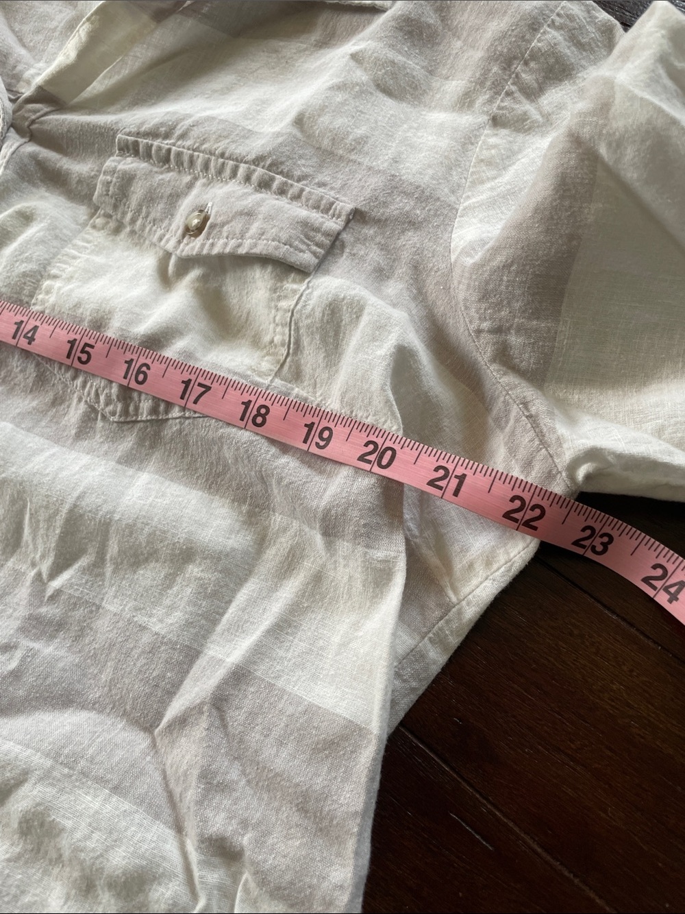 Gray and White Striped Button-Front Shirt Sz XL - Picture 6 of 7